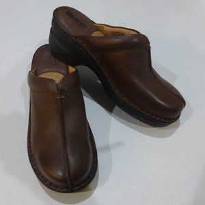 Born Brown Leather Platform Clogs Mules Slides 6